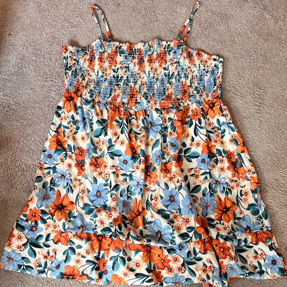 SHEIN Floral Mini Dress in Orange and Blue